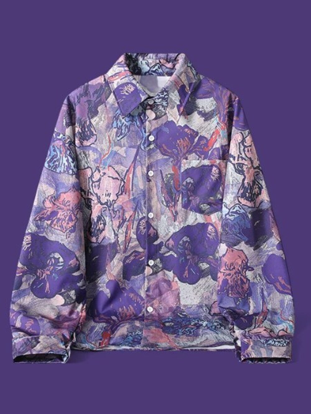 Purple Abstract Floral Art Print Shirt